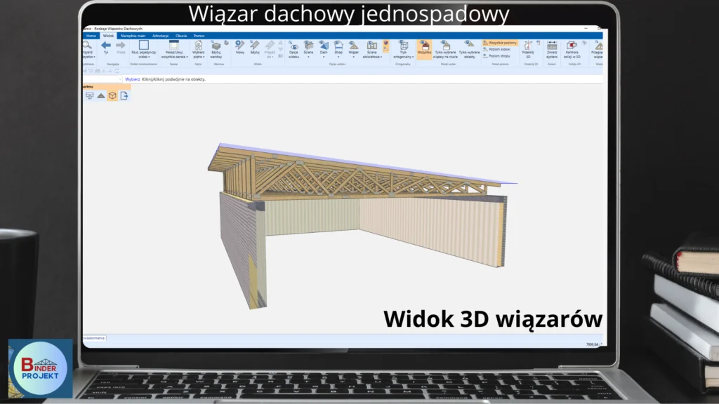 Widok 3D wiązara jednospadowego