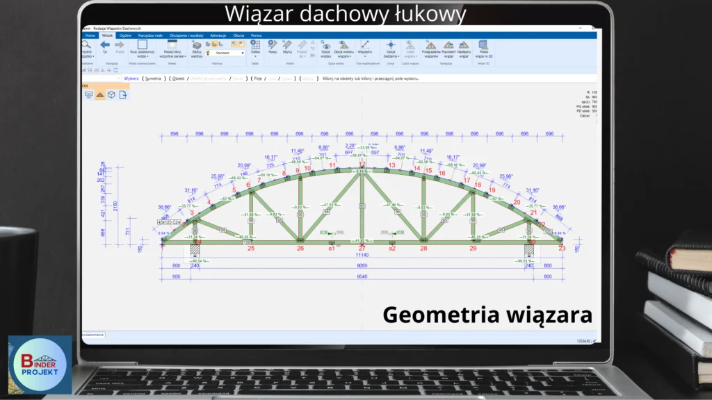 Geometria drewnianego wiązara łukowego