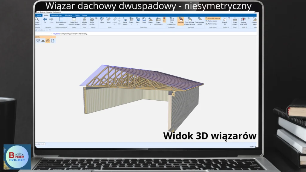 Widok 3D wiązara niesymetrycznego