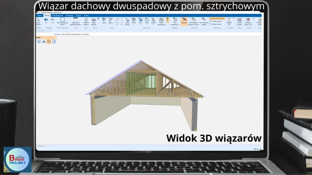 Widok 3D wiązara ze strychem