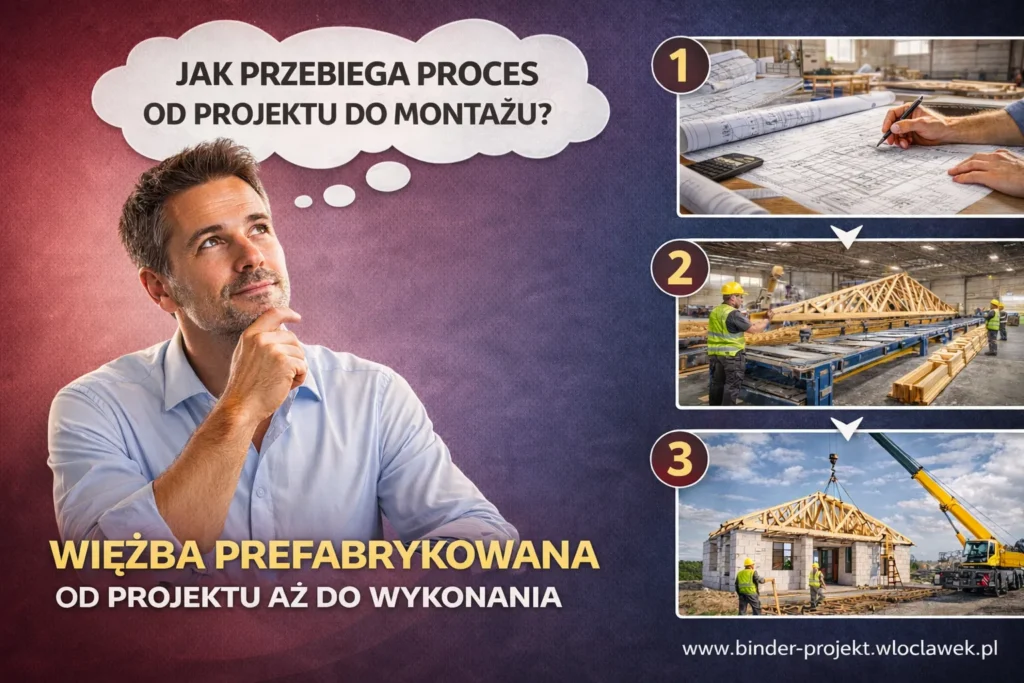 Więźba prefabrykowana - proces realizacji od projektu przez produkcję do montażu na budowie